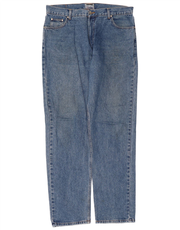 Vintage muške ravne traperice W38 L34 plavi pamuk