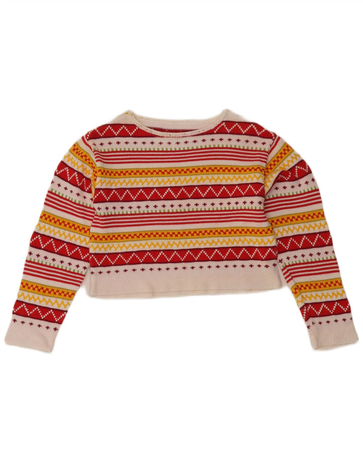 Vintage ženski džemper s veznim izrezom UK 12 srednje višebojan