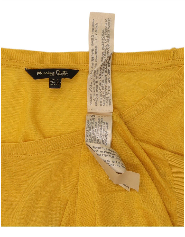 MASSIMO DUTTI Womens Boat Neck Jumper Sweater UK 14 Medium Yellow