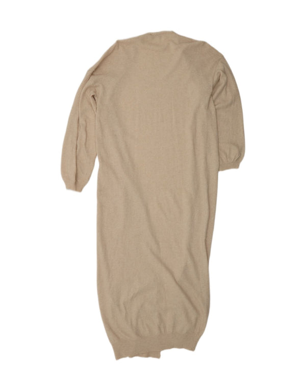 KONTATTO Womens Longline Cardigan Sweater UK 14 Medium Beige Polyamide