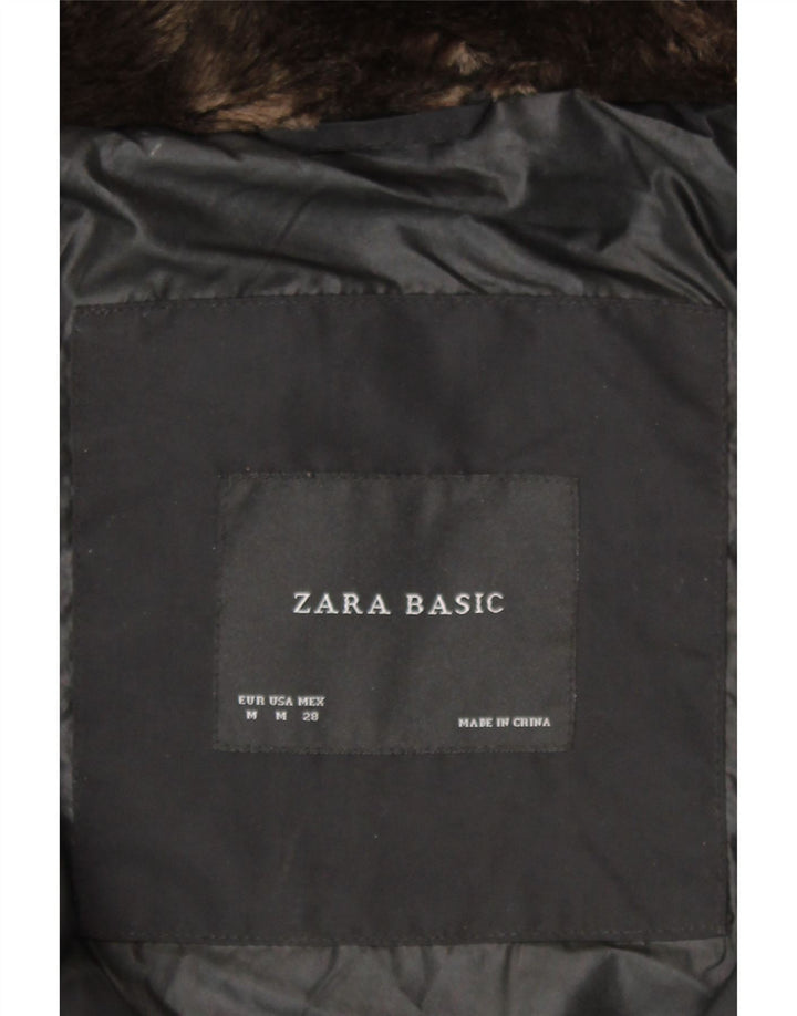 Zara ženska podstavljena jakna s kapuljačom UK 14 srednji crni poliester