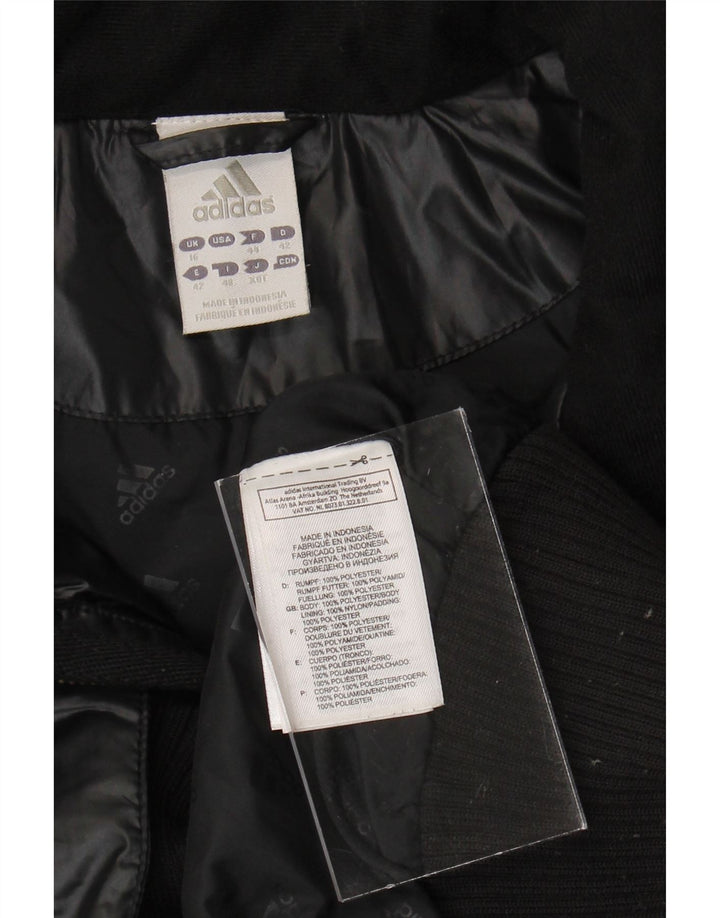 ADIDAS Womens Padded Jacket UK 16 Large Black Polyester Vintage Adidas and Second-Hand Adidas from Messina Hembry 