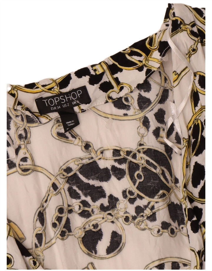 Topshop ženski prekomjerni kardigan s apstraktnim uzorkom UK 6 XS bijeli