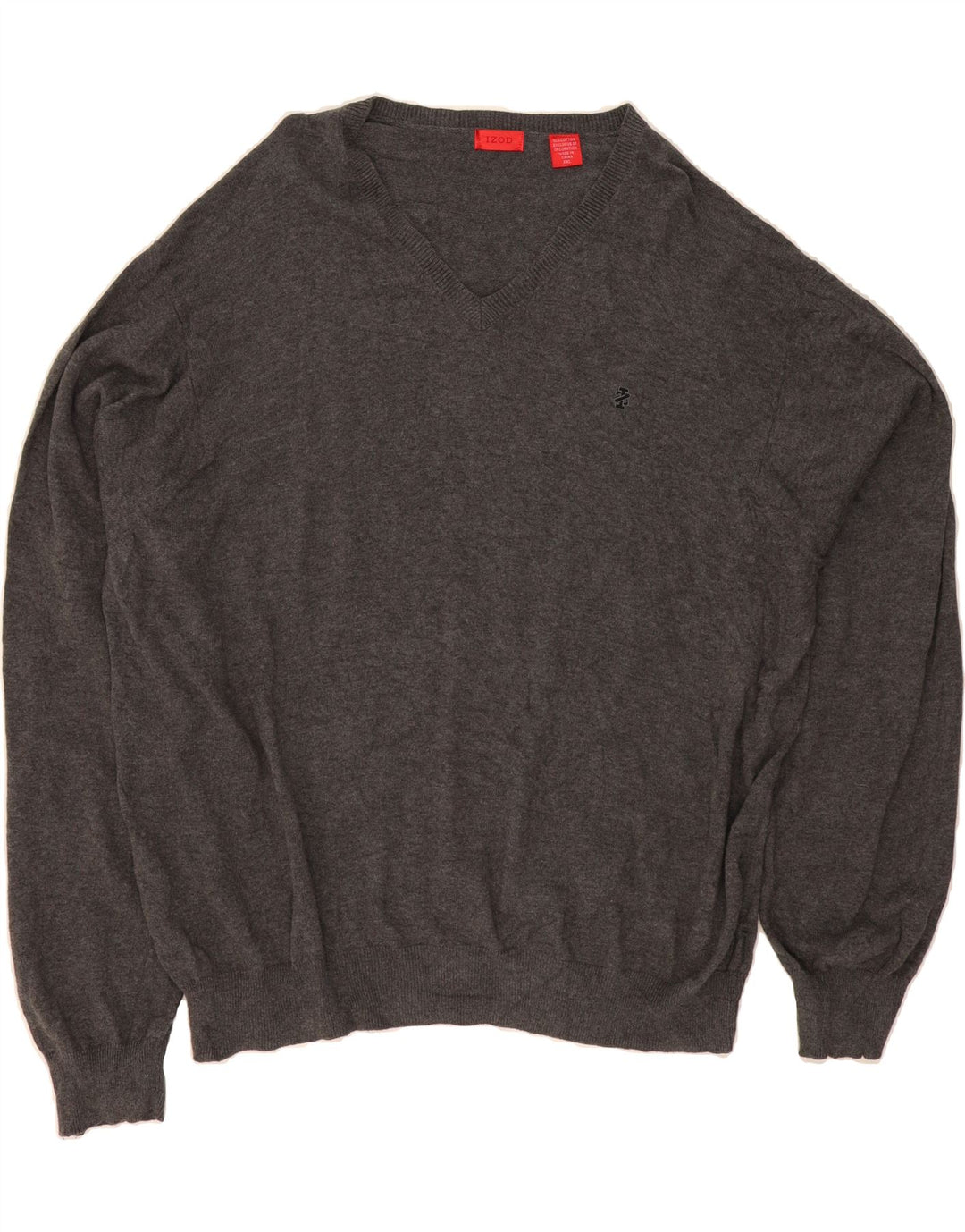IZOD Mens V-Neck Jumper Sweater 2XL Grey Cotton Vintage Izod and Second-Hand Izod from Messina Hembry 