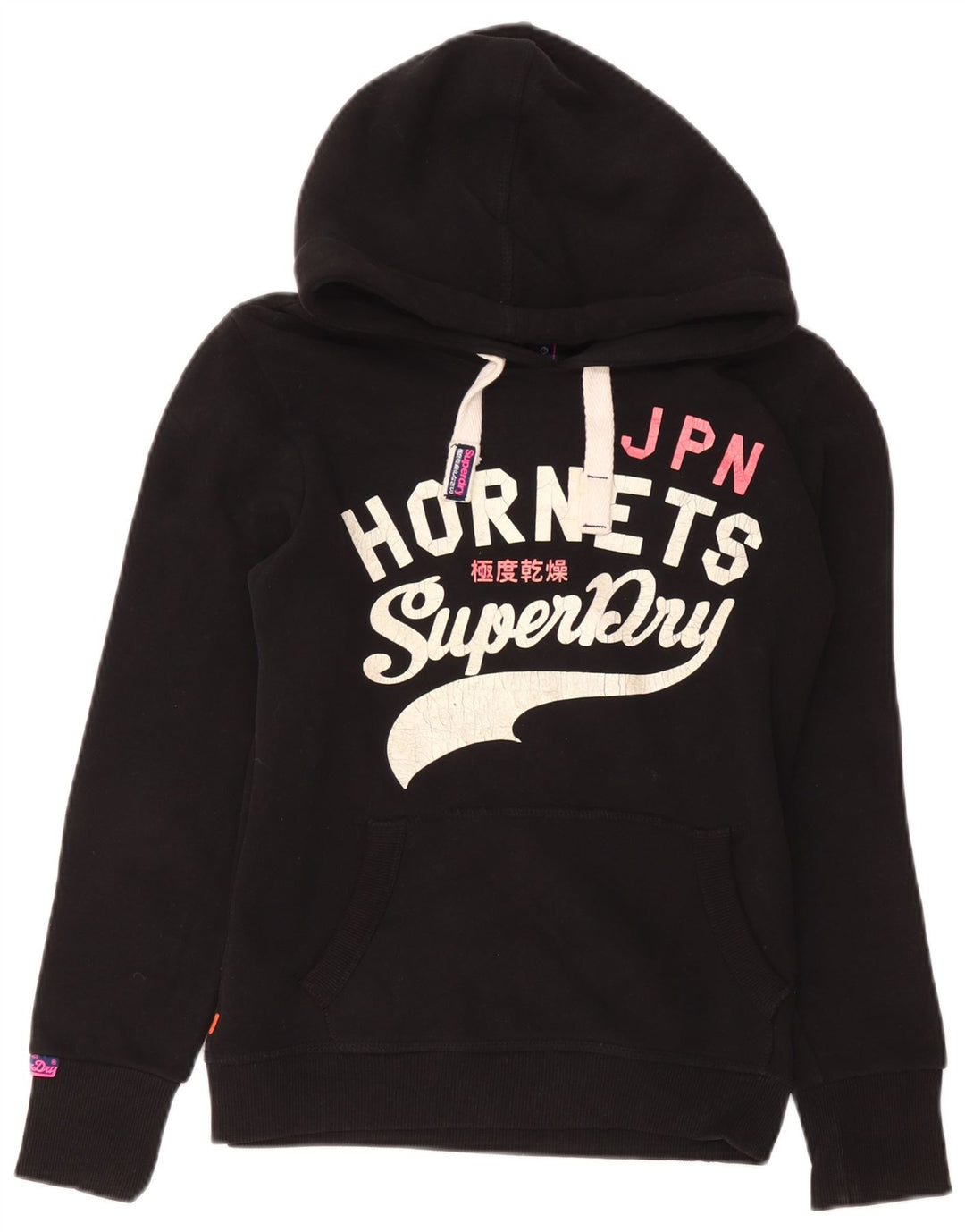 Superdry Mens Hornets Graphic majica s kapuljačom UK 10 Mali crni pamuk
