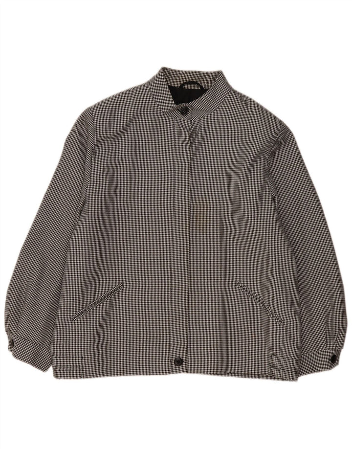 Vintage ženska bomber jakna UK 20 2XL crni houndstooth poliester
