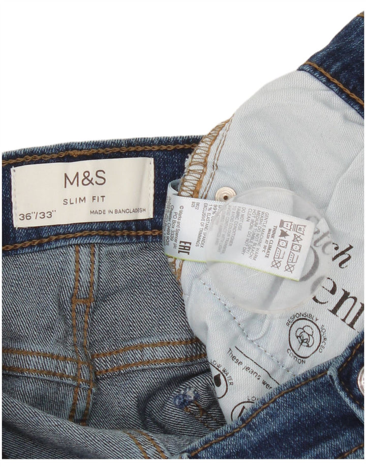 Marks & Spencer Muške uske traperice W36 L33 Plavi pamuk