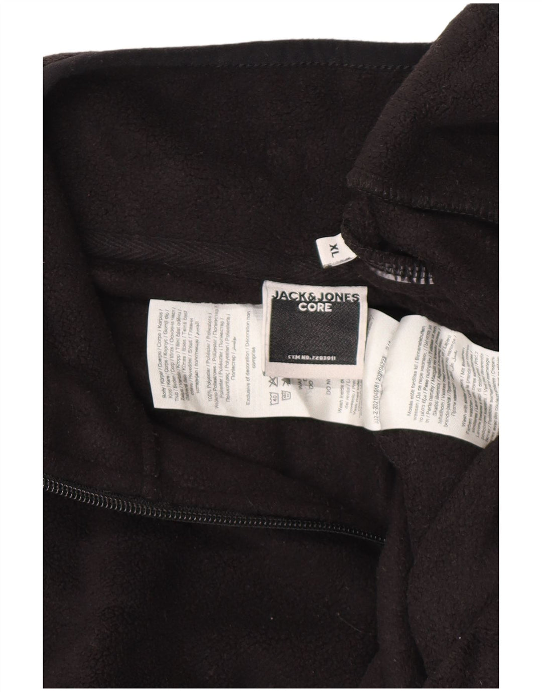 JACK & JONES Muški džemper od flisa s patentnim izrezom XL crni poliester