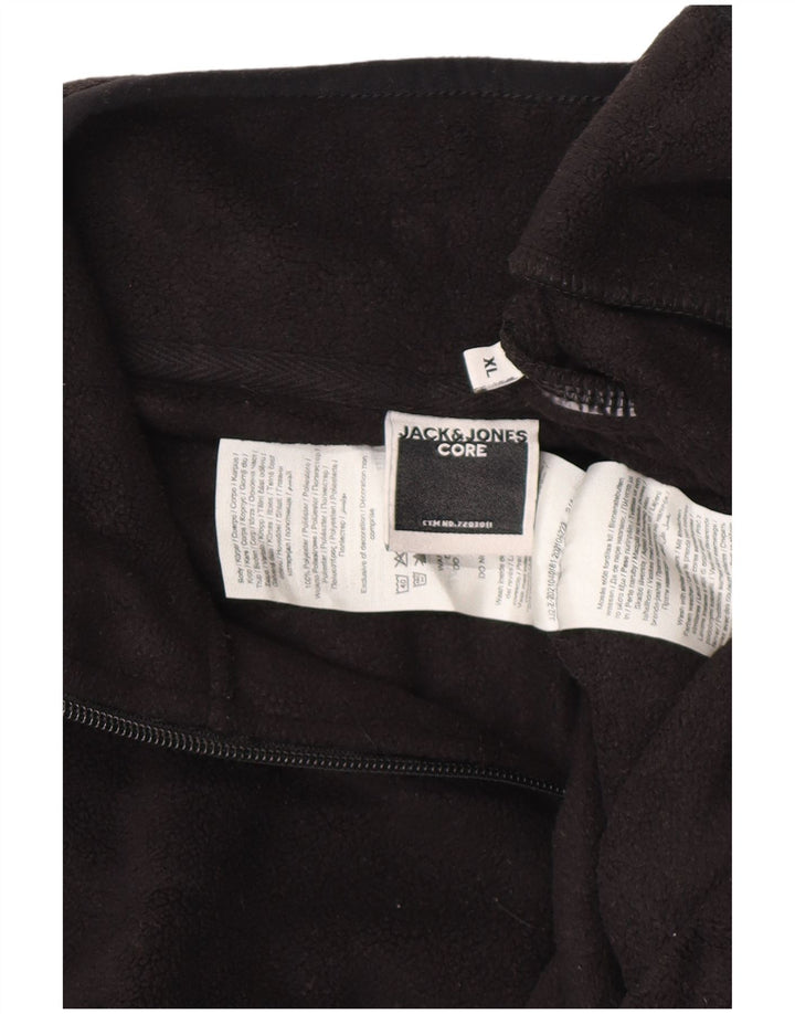 JACK & JONES Muški džemper od flisa s patentnim izrezom XL crni poliester