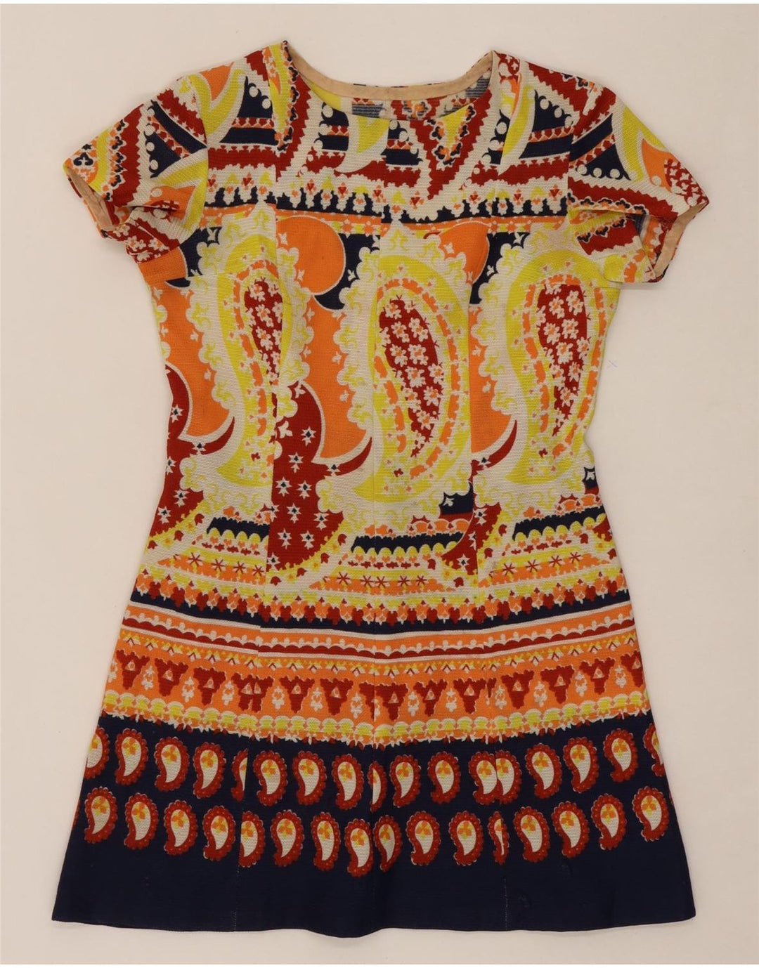 VINTAGE Womens A-Line Dress UK 12 Medium Multicoloured Paisley Vintage Vintage and Second-Hand Vintage from Messina Hembry 