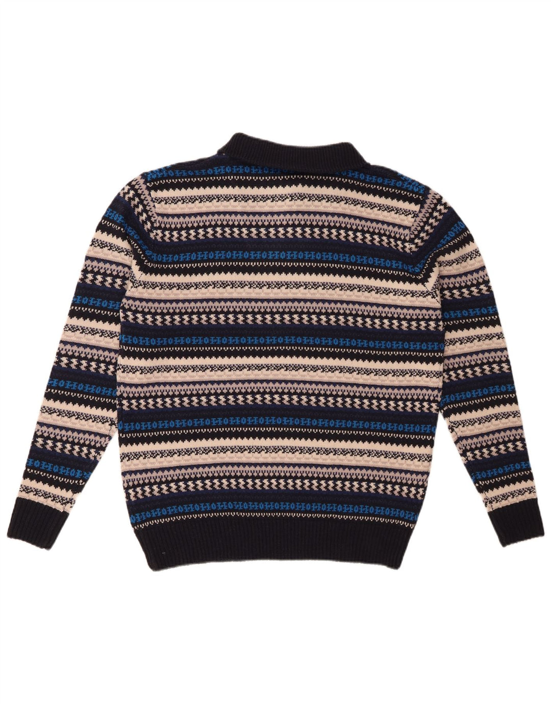 VINTAGE muški pulover s patentnim izrezom srednje raznobojne pruge od akrila