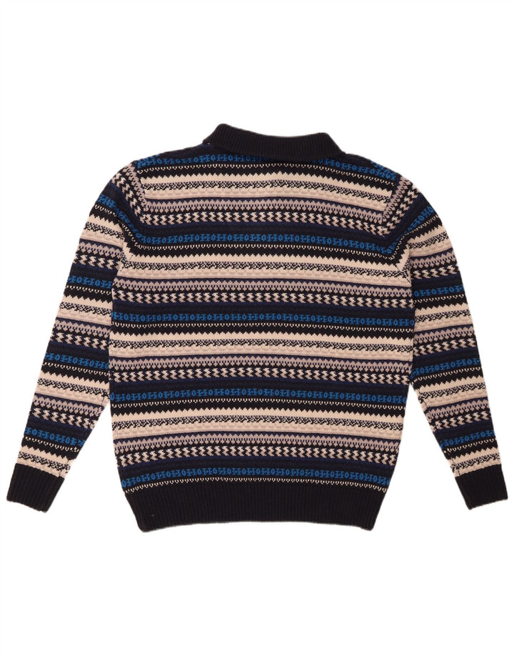 VINTAGE muški pulover s patentnim izrezom srednje raznobojne pruge od akrila