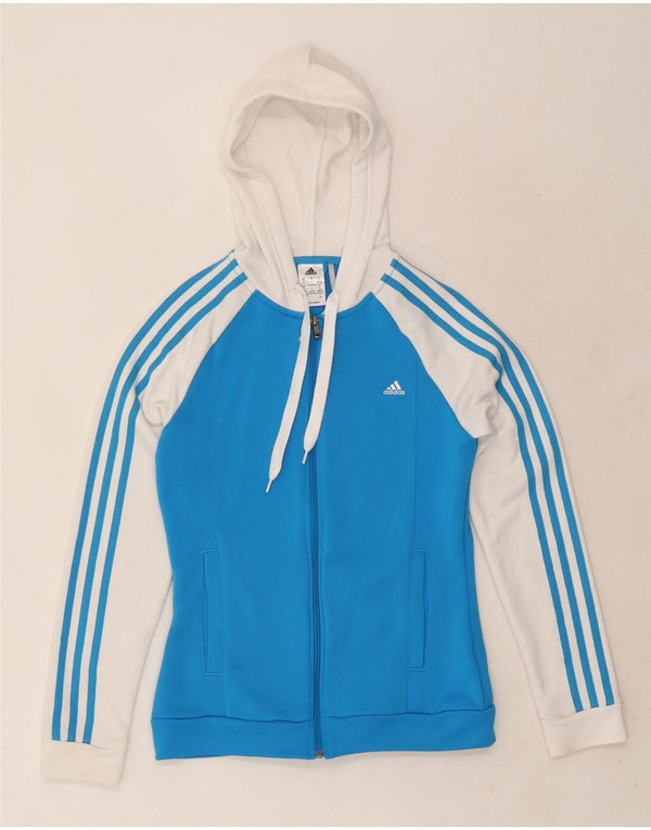 Adidas ženski džemper s kapuljačom Climalite UK 8/10 mali plavi poliester