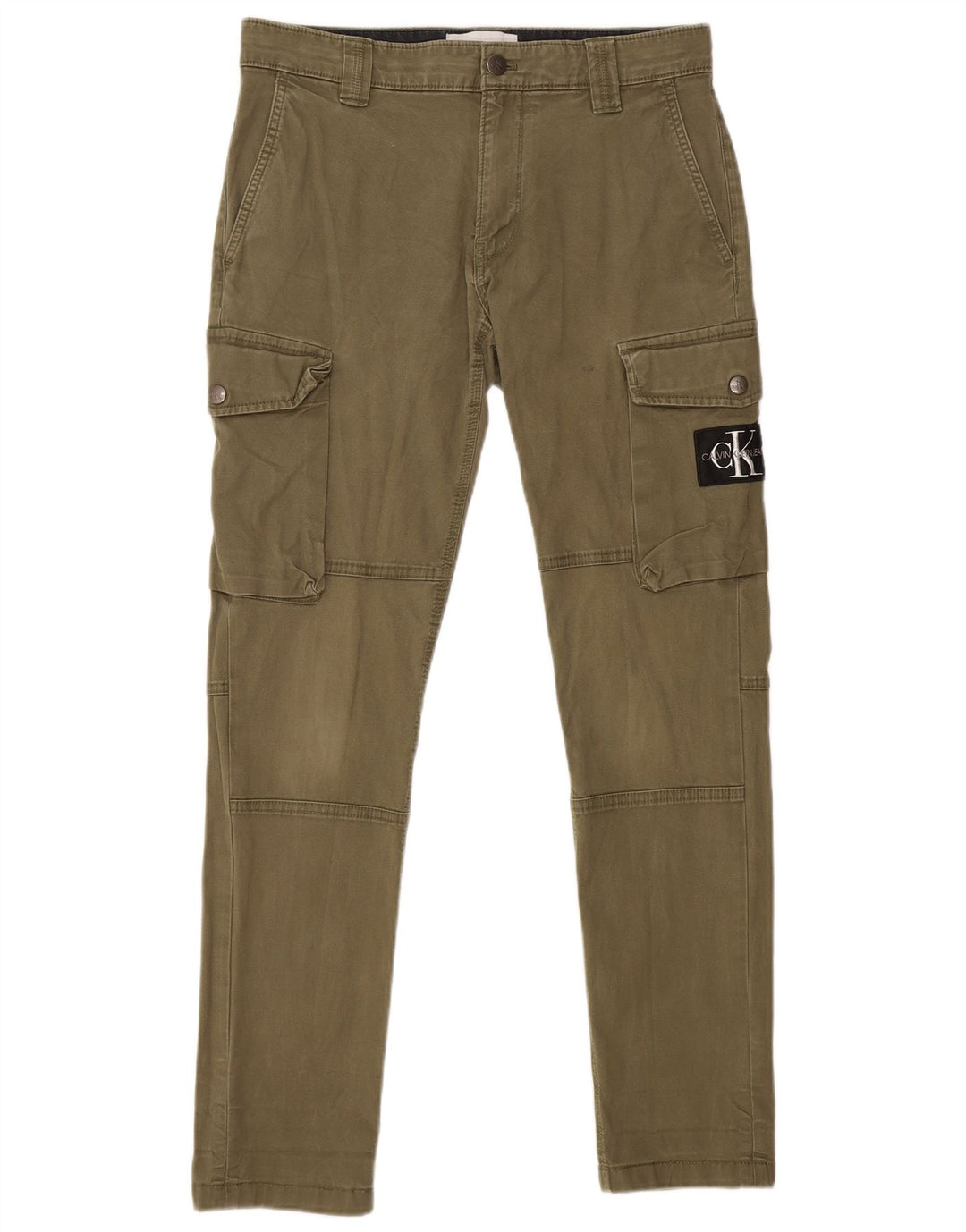 CALVIN KLEIN Muške uske Cargo hlače W29 L29 kaki pamuk