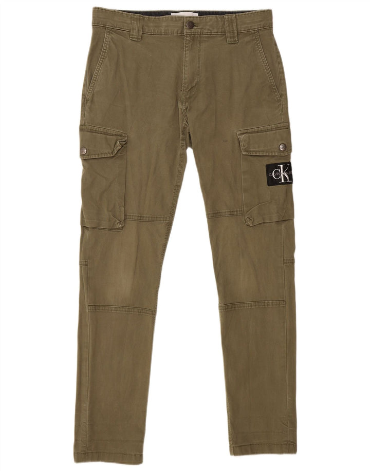 CALVIN KLEIN Muške uske Cargo hlače W29 L29 kaki pamuk