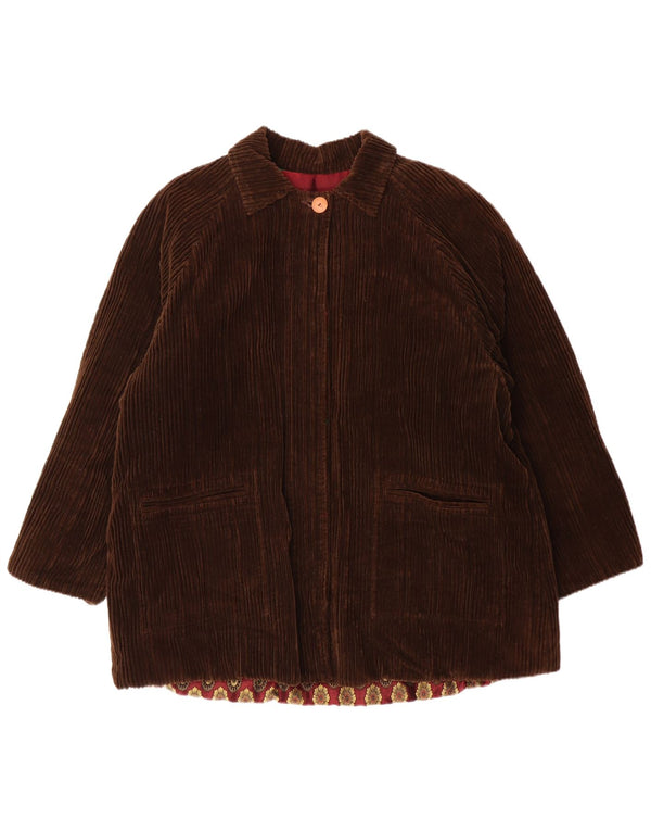 Vintage ženska prevelika jakna od samta UK 14 srednje smeđi pamuk