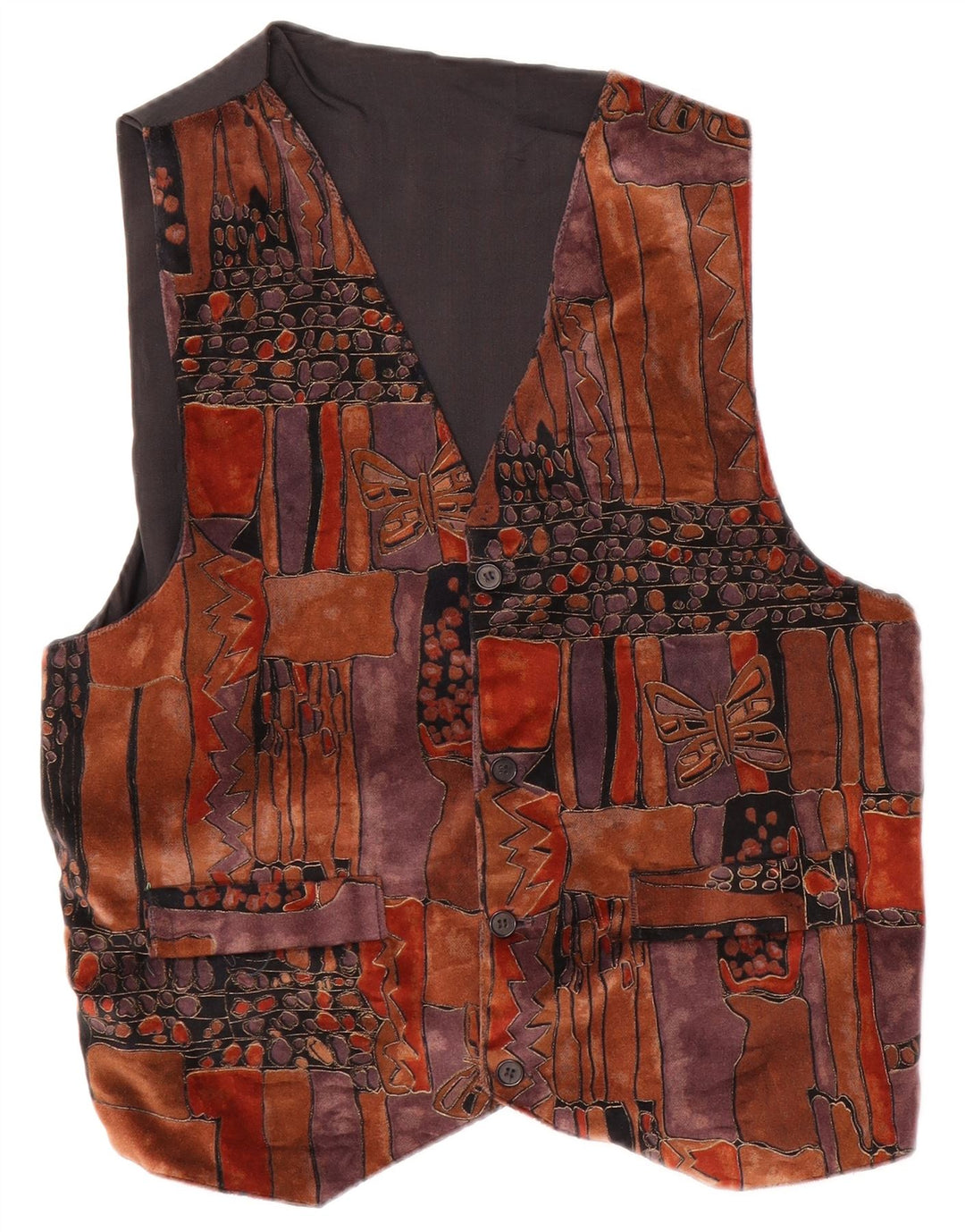 Vintage muški prsluk veliki smeđi patchwork poliester