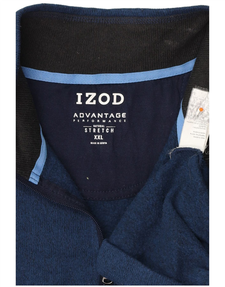 IZOD Muška majica s izrezom s patentnim zatvaračem 2XL tamnoplavi pjegavi poliester