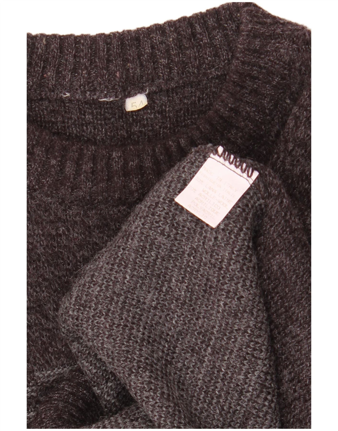 VINTAGE muški džemper s okruglim izrezom IT 54 XL Sivi Fair Isle vuneni