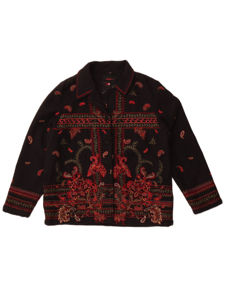 Ženska bomber jakna Dash UK 14 Velika crna vunena paisley boja