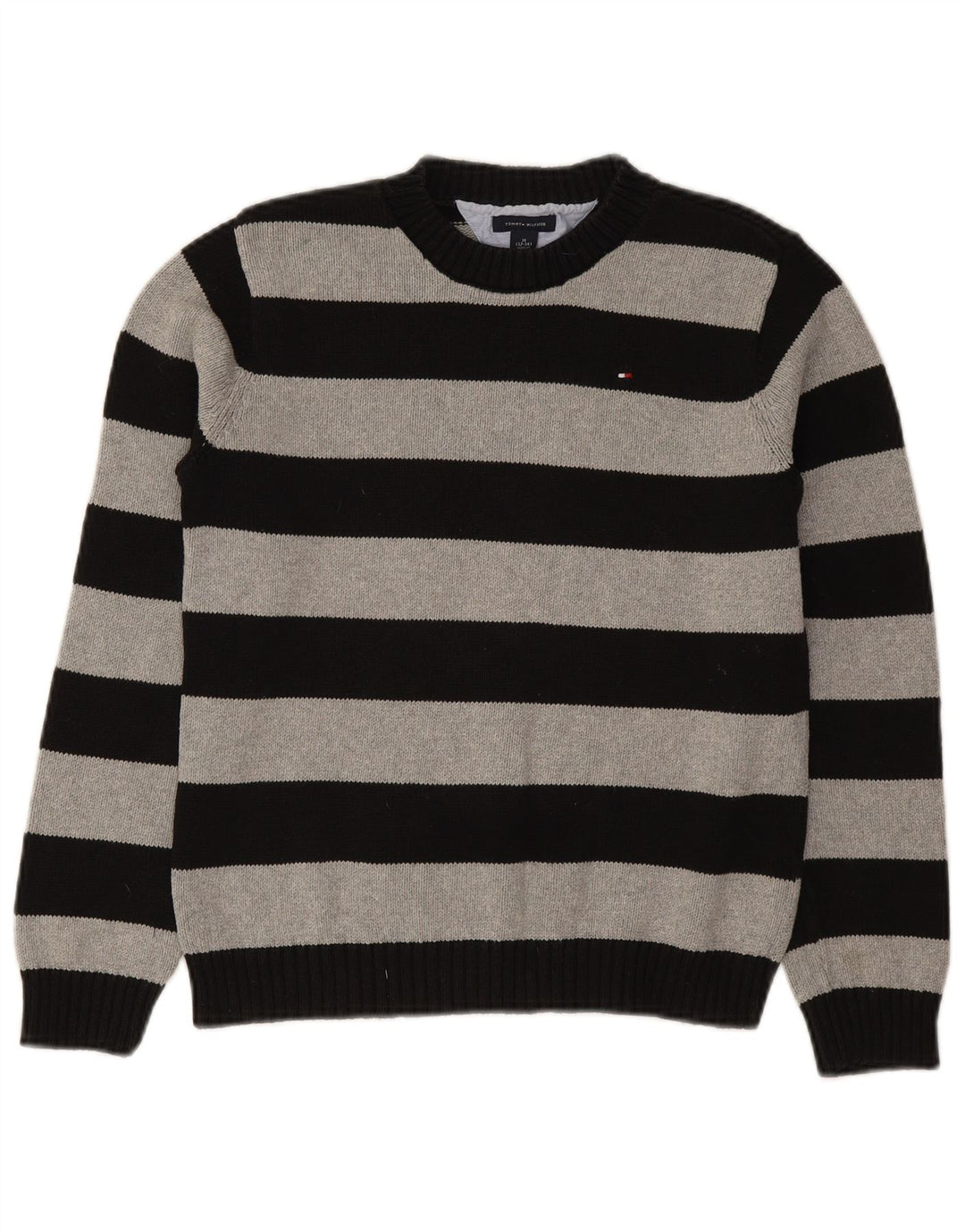 TOMMY HILFIGER Boys Crew Neck Jumper Sweater 12-13 Years Medium Black