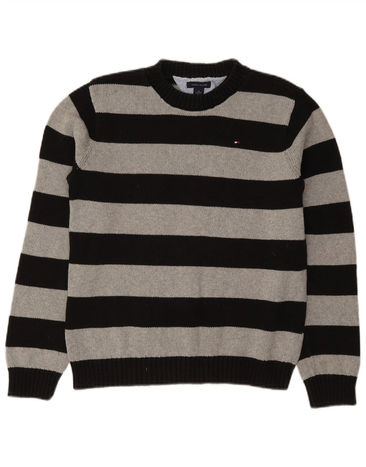 TOMMY HILFIGER Boys Crew Neck Jumper Sweater 12-13 Years Medium Black