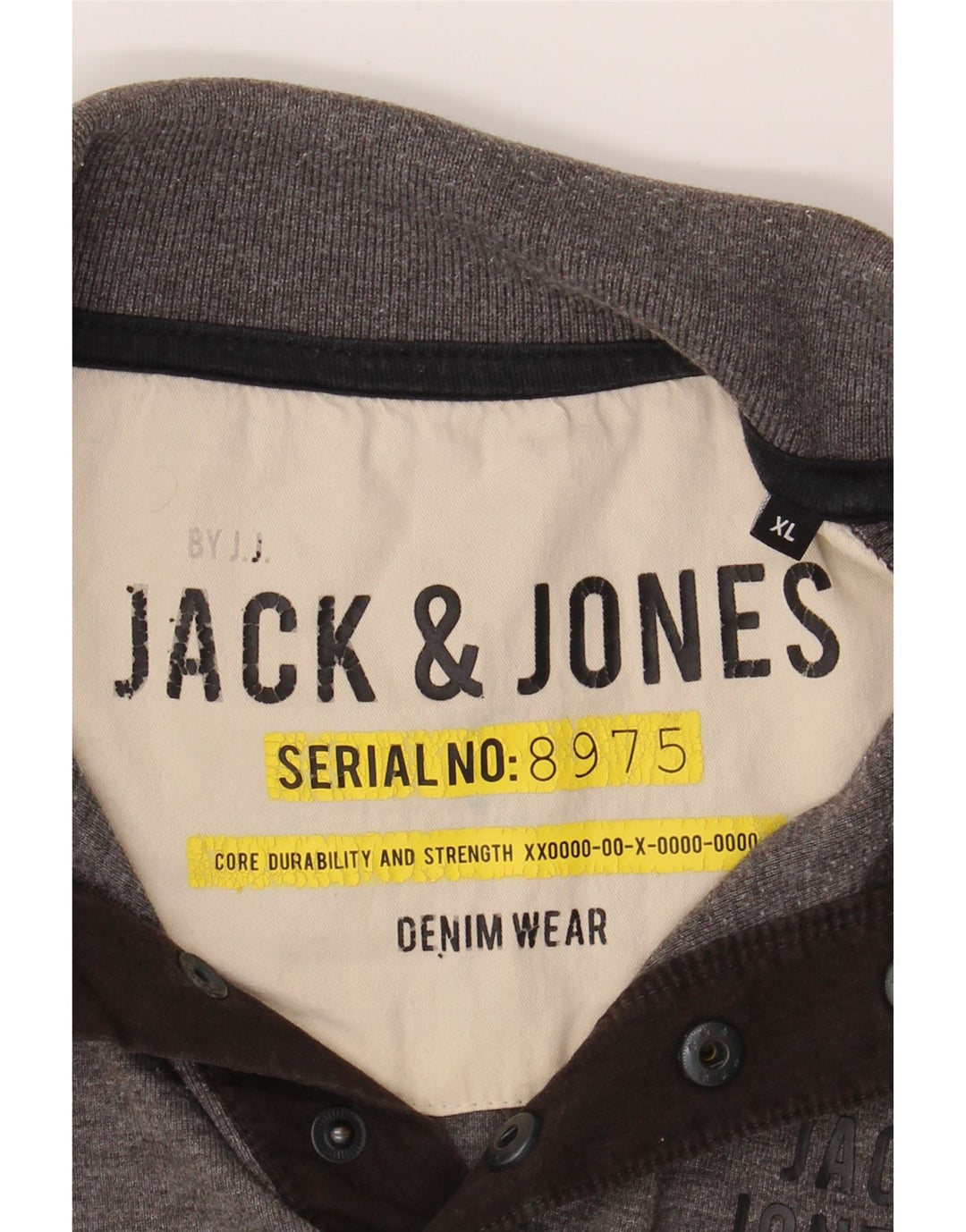 JACK & JONES Mens Graphic Polo Shirt XL Grey Polyester Vintage Jack & Jones and Second-Hand Jack & Jones from Messina Hembry 