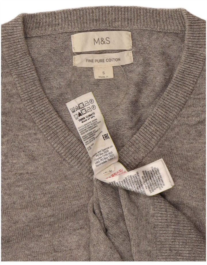 Marks & Spencer muški džemper s V-izrezom, mali sivi flekasti pamuk