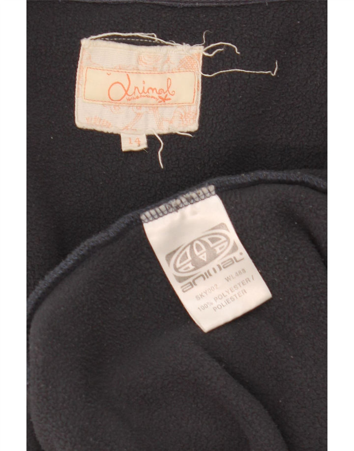 ANIMAL Womens Hooded Fleece Jacket UK 14 Large Grey Polyester