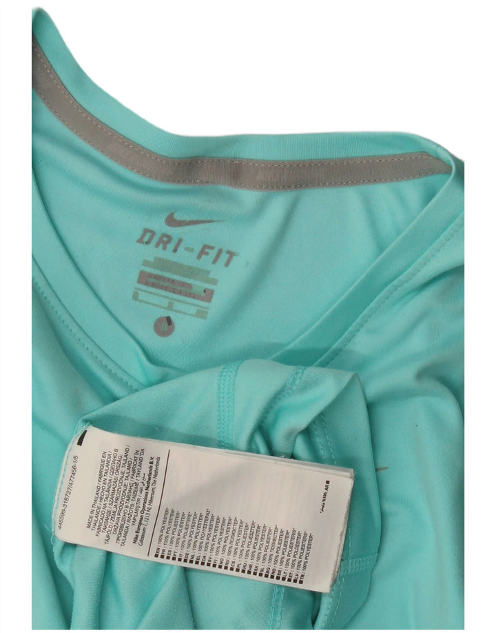 Nike Dri Fit T-Shirt Top UK 10 Mali tirkizni poliester
