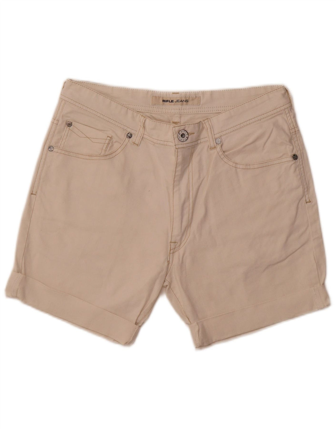 RIFLE Womens Casual Shorts W32 Large  White Cotton
