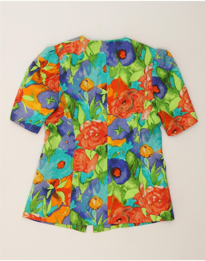 VINTAGE Womens 1 Button Blazer Jacket UK 14 Large Multicoloured Floral Vintage Vintage and Second-Hand Vintage from Messina Hembry 