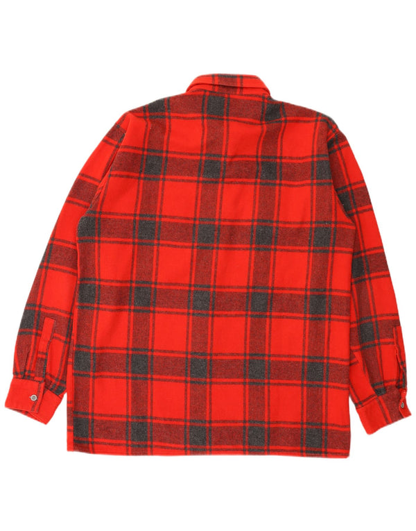 Vintage muška flanelska košulja, veličina 44 XL, crvena karirana vuna