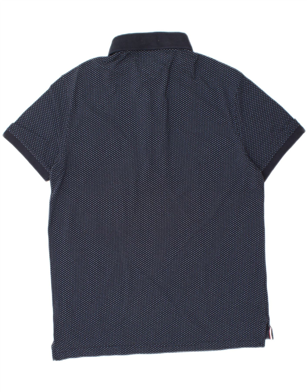 TOMMY HILFIGER Mens Polo Shirt Medium Navy Blue Spotted Cotton Vintage Tommy Hilfiger and Second-Hand Tommy Hilfiger from Messina Hembry 