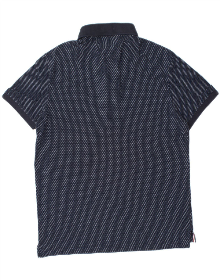 TOMMY HILFIGER Mens Polo Shirt Medium Navy Blue Spotted Cotton Vintage Tommy Hilfiger and Second-Hand Tommy Hilfiger from Messina Hembry 