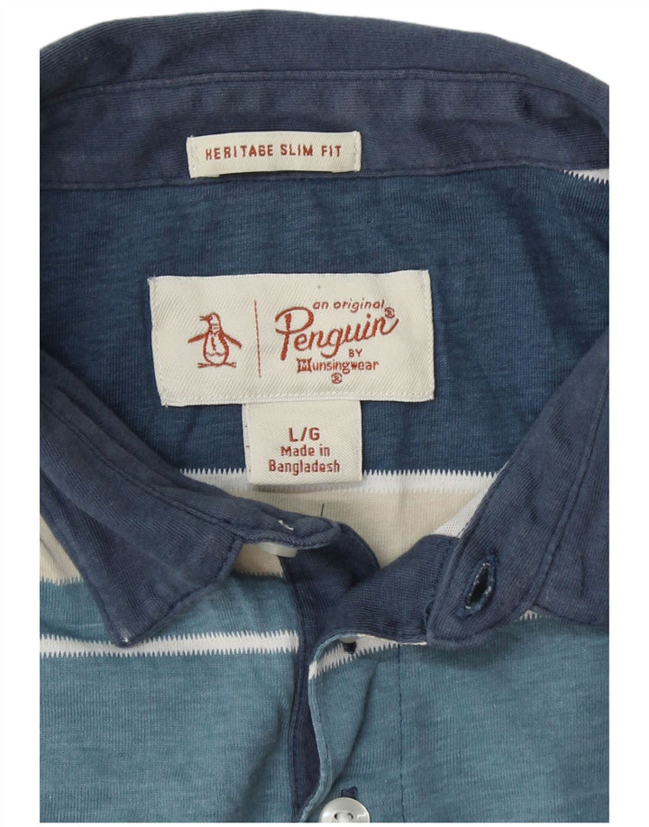 PENGUIN Heritage muška uska polo majica velike plave boje