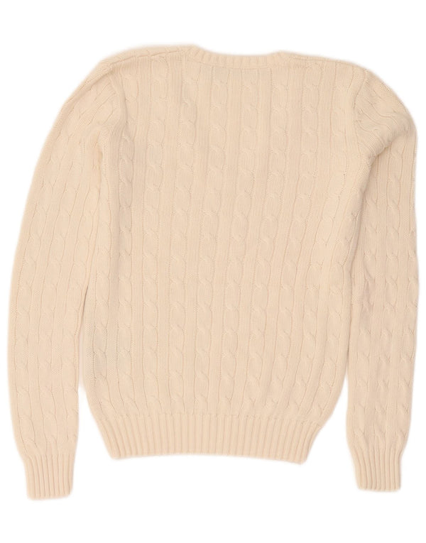 Ralph Lauren Ženski džemper s V-izrezom UK 10 Small Off White Cotton