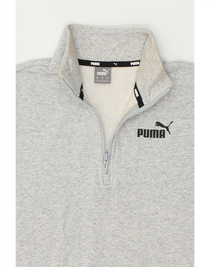 PUMA Womens Zip Neck Sweatshirt Jumper UK 14 Medium Grey Cotton Vintage Puma and Second-Hand Puma from Messina Hembry 