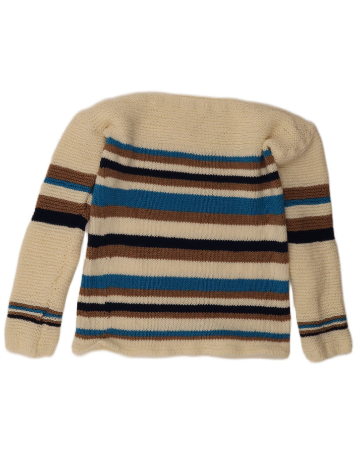 Vintage ženski džemper s okruglim izrezom UK 14 srednje bijele pruge