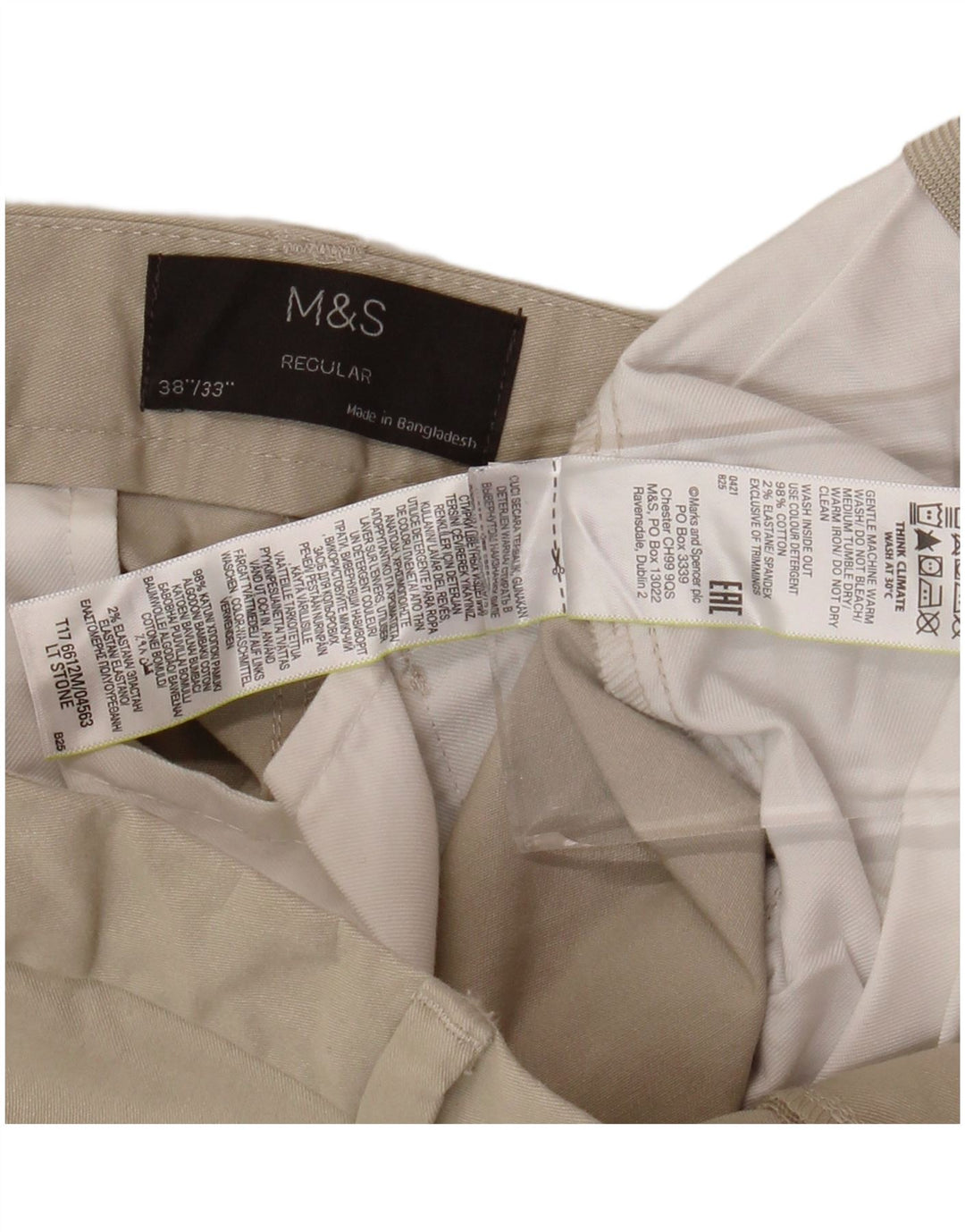 MARKS & SPENCER Muške ravne chino hlače W38 L33 Bež pamuk