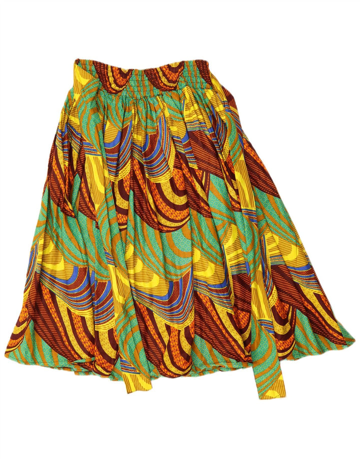 VINTAGE Womens Abstract Pattern A-Line Skirt One Size Multicoloured Cotton