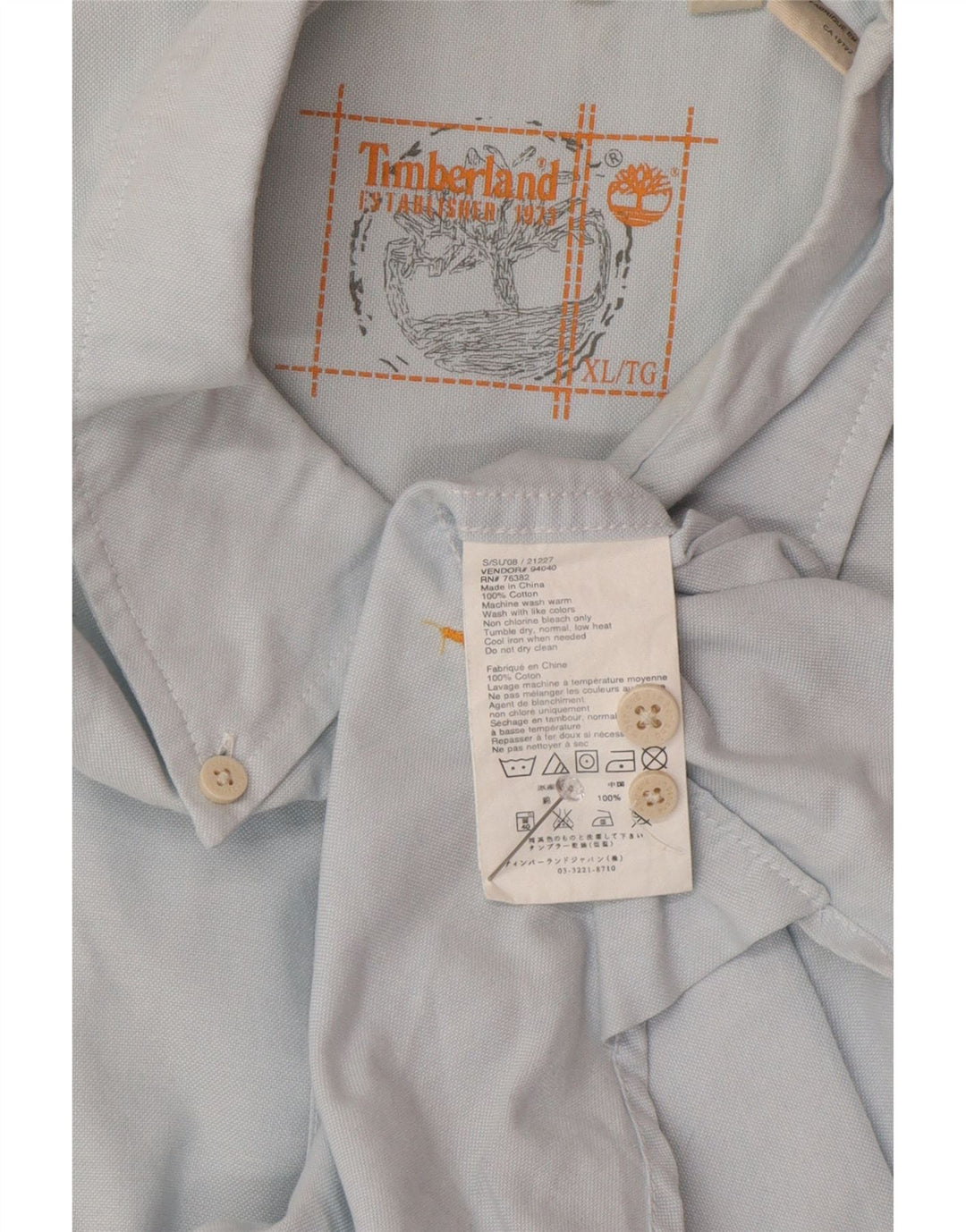 TIMBERLAND Mens Shirt XL Blue Cotton