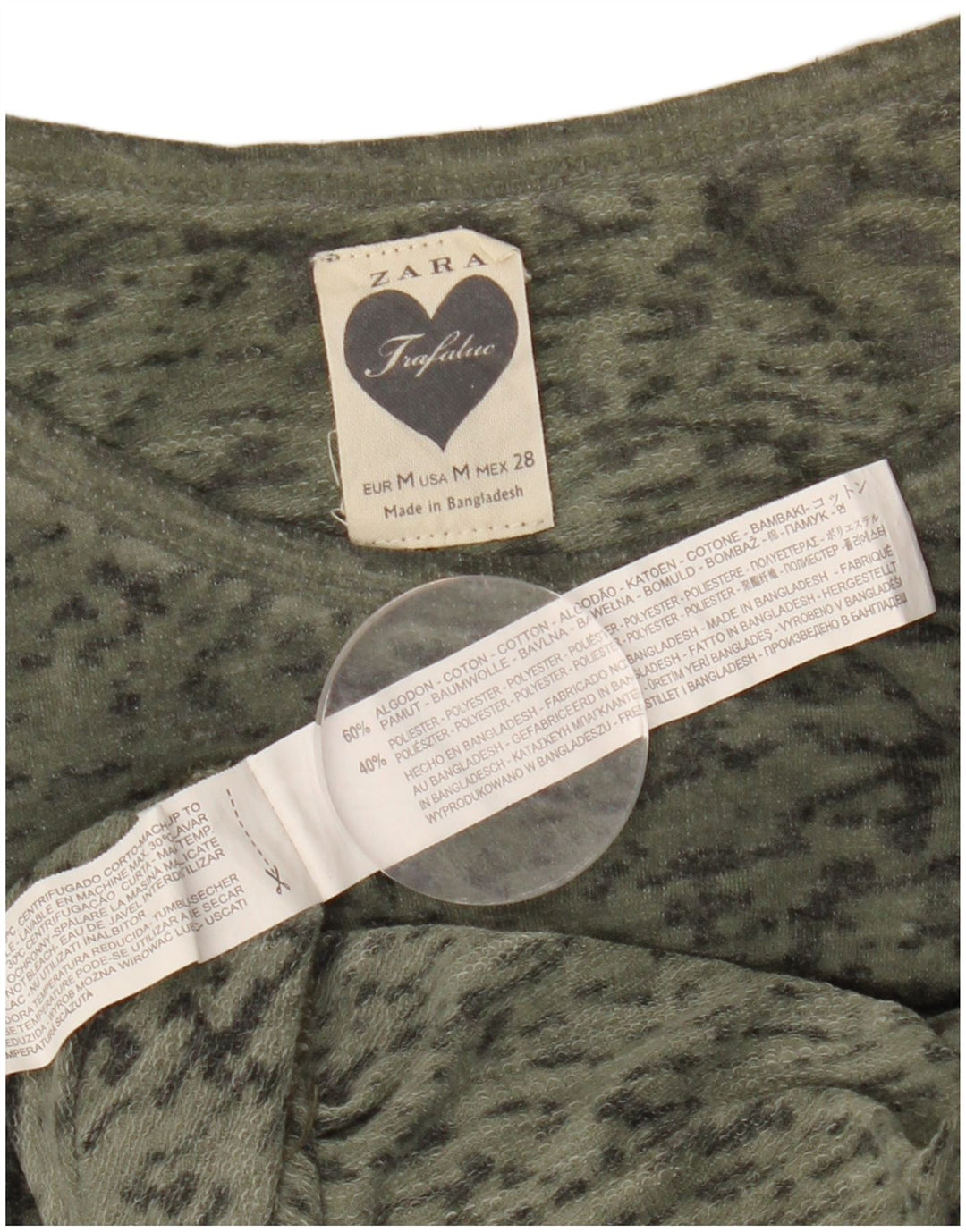 ZARA ženska prevelika majica dugih rukava UK 14 srednje kaki boje