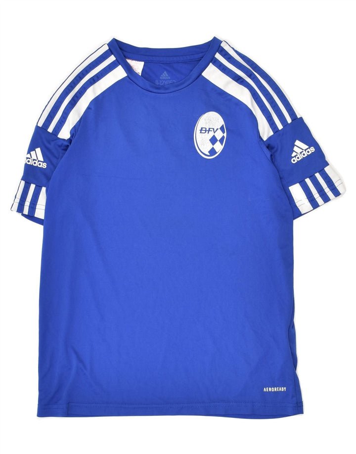 ADIDAS Boys Graphic T-Shirt Top 11-12 Years Blue Polyester | Vintage Adidas | Thrift | Second-Hand Adidas | Used Clothing | Messina Hembry 