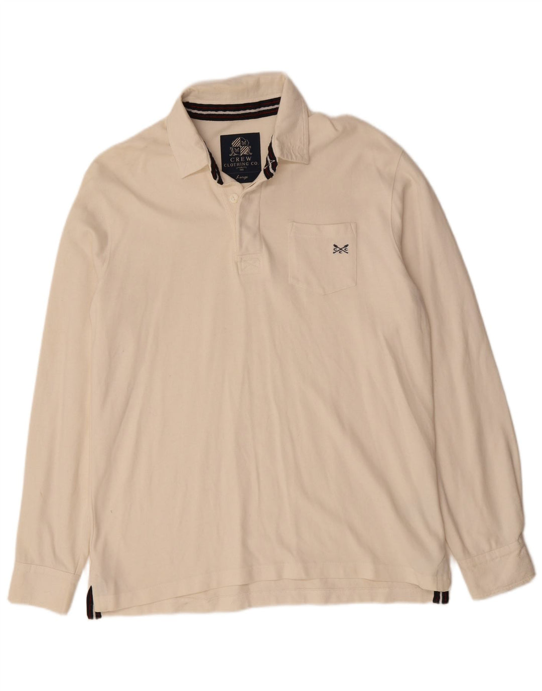 CREW ODJEĆA Muška polo majica dugih rukava Velika bijela pamučna