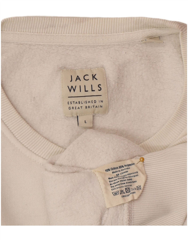 Veliki bijeli pamučni muški džemper Jack Wills