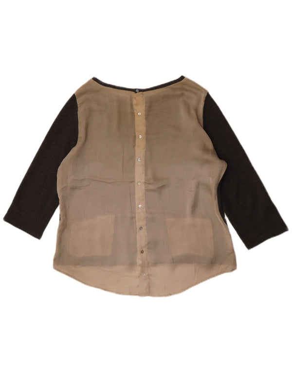 Zara ženski gornji dio bluze 3/4 rukava UK 16 Large Gray Colourblock