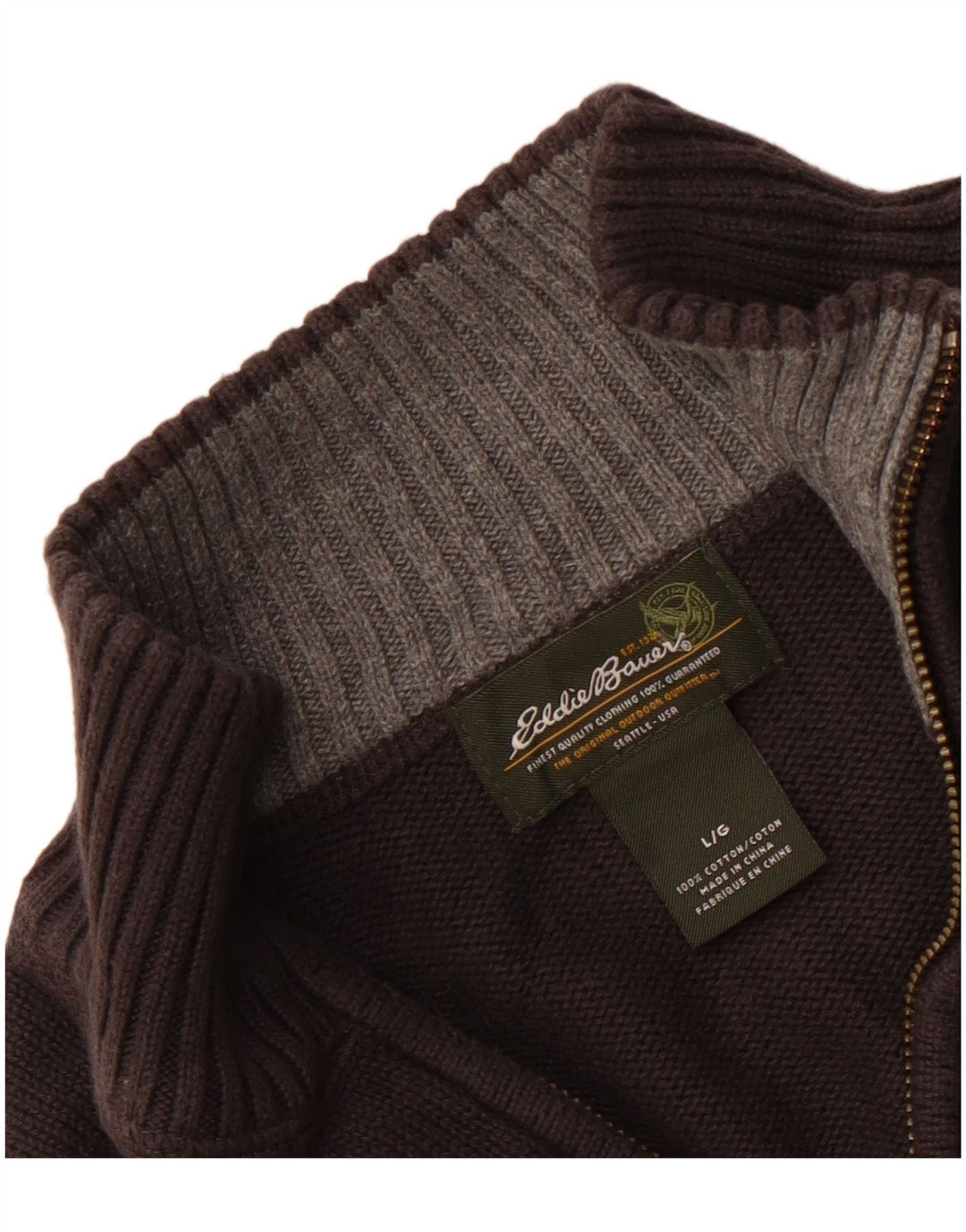 EDDIE BAUER Muški pulover s izrezom i velikim sivim pamukom