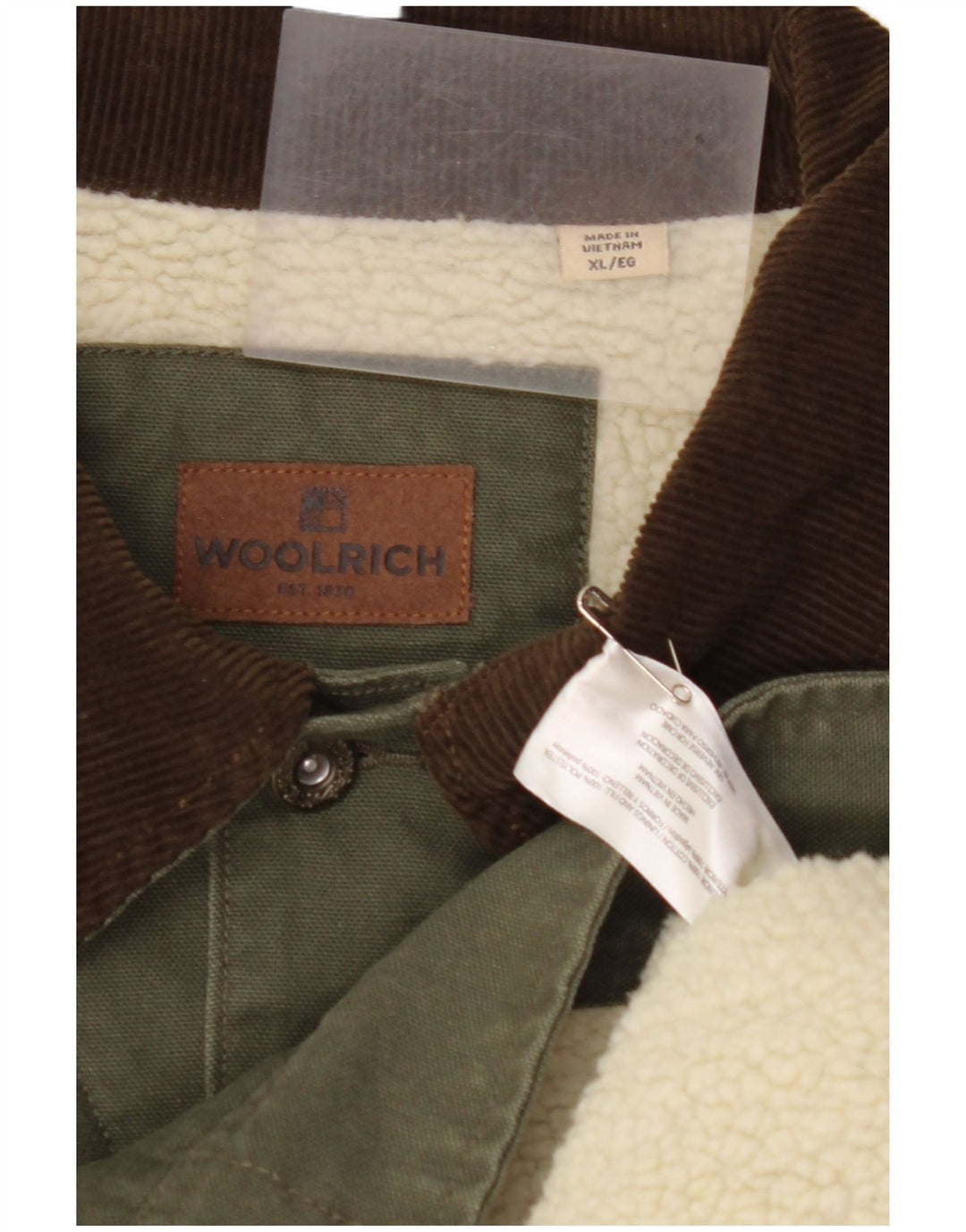 WOOLRICH Muška šerpa jakna UK 42 XL kaki pamuk