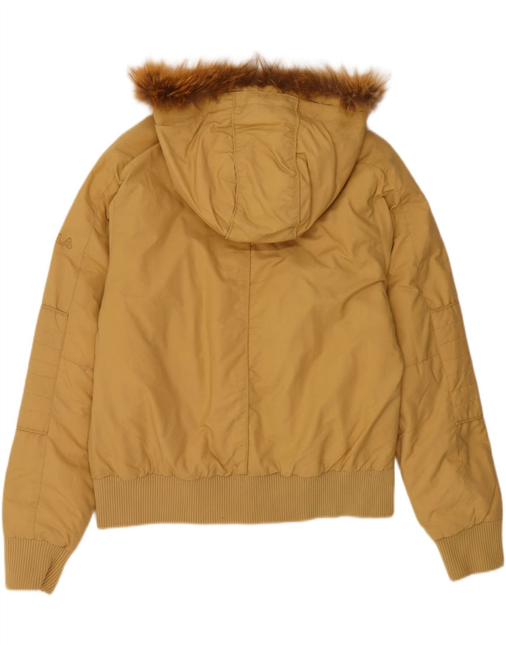 FILA Womens Hooded Padded Jacket UK 16 Large  Yellow Polyester Vintage Fila and Second-Hand Fila from Messina Hembry 
